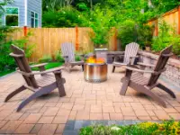 Paver patio with propaine fire feature.