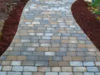 Winding paving stone walkway.